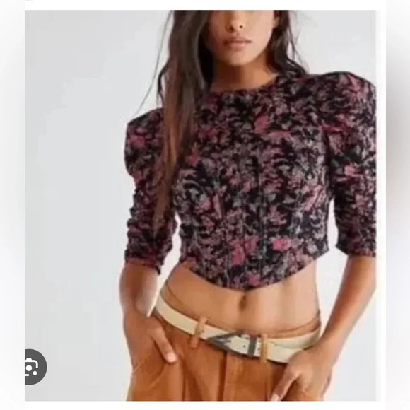 Free People XS Floral Backless Monica Crop Top OB1413377 - Picture 1 of 11